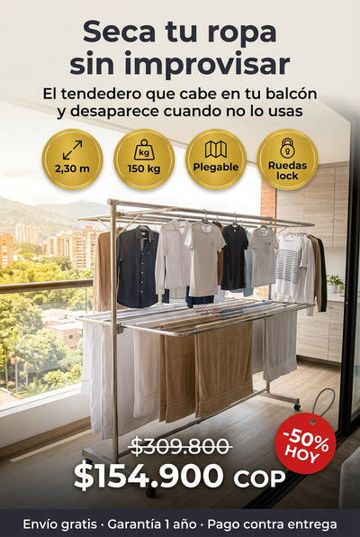 Tendedero Retráctil y Plegable en Acero Inoxidable XXL