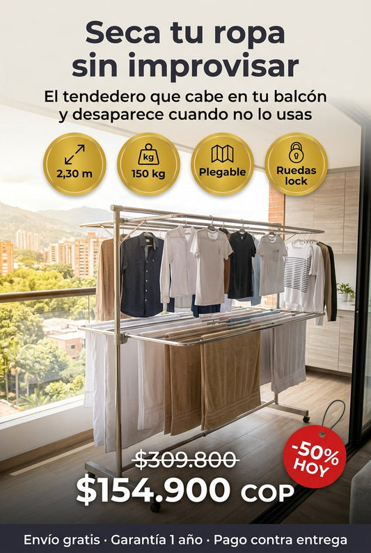 Tendedero Retráctil y Plegable en Acero Inoxidable XXL